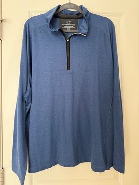 Vineyard Vines Heathered Blue Quarter-Zip Performance Top